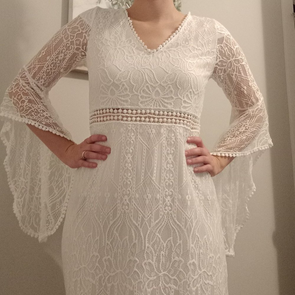 Boho Beachy Lacy Wedding Dress